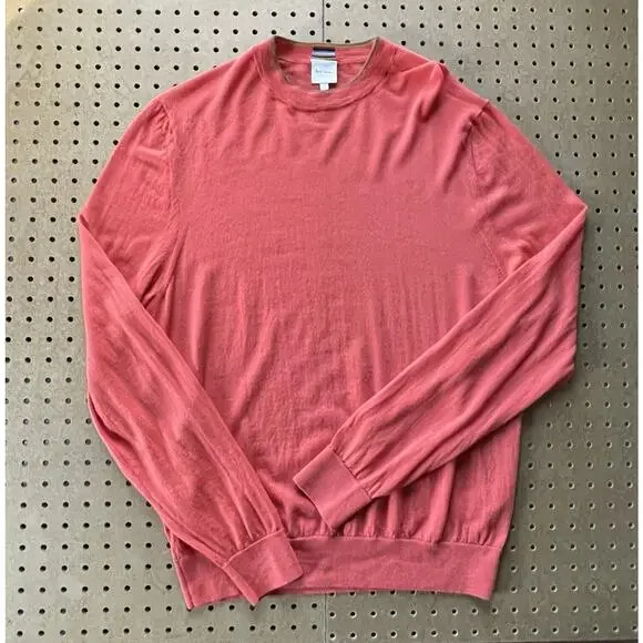 Paul Smith Designer Lightweight Sweater Jumper Merino Wool Orange Large Men
